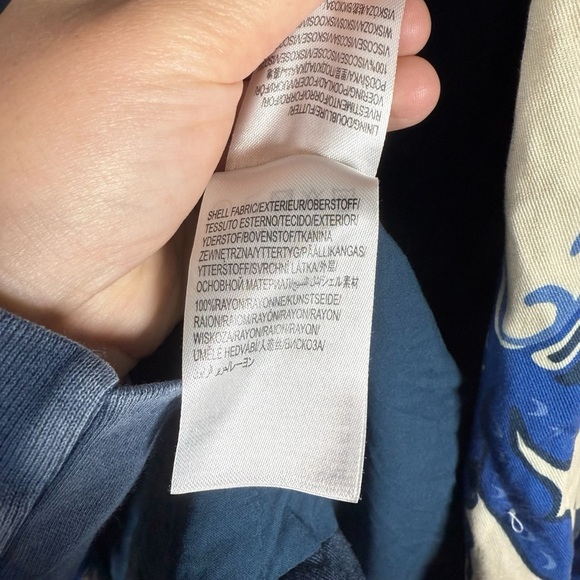 Farm Rio Anthropologie Long-Sleeve Blazer Mini Dress in Ivory/Blue Size SP - Picture 9 of 15